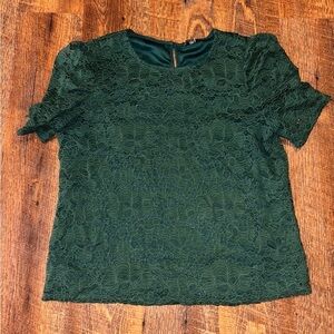 Adrianna Papell Lace Size Large Green Lined Ruffle Sleeves Cottagecore Party